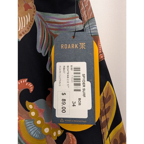 NWT Roark Roark Boatman 2.0 Boardshorts 17" in Baroque Black size 34 - Picture 5 of 7